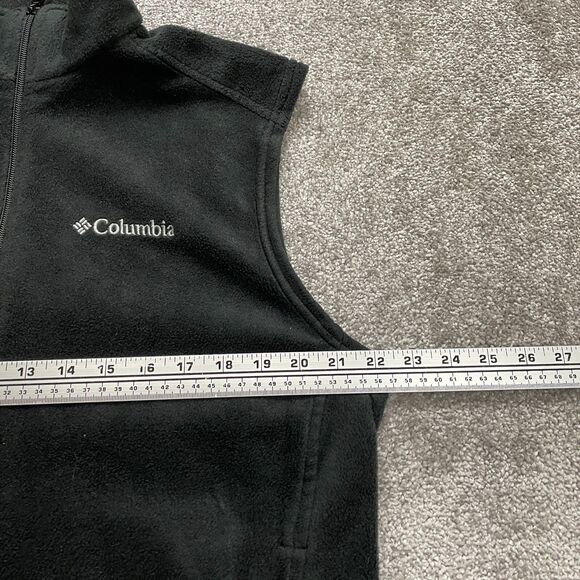 Columbia Fleece Jacket Vest Mens Medium Black Full Zip Pockets High Neck Outdoor - Picture 9 of 10